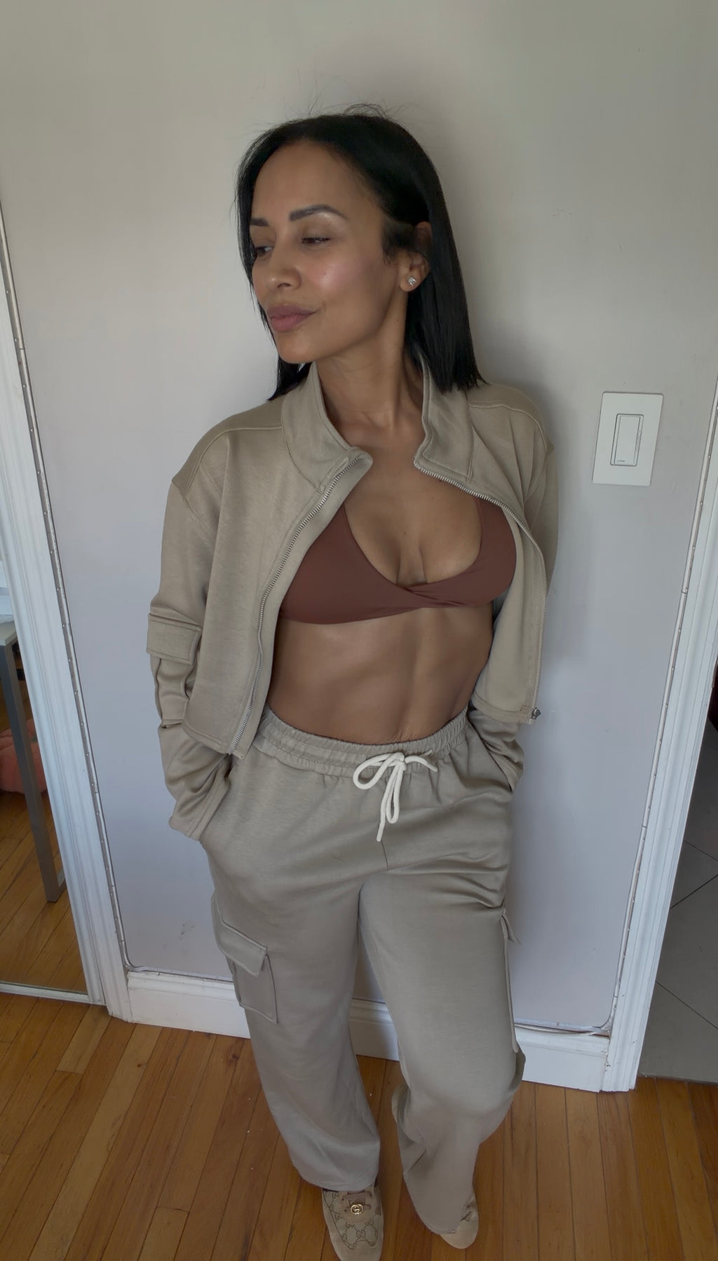 Cargo Jogger & Zip Crop Jacket Set